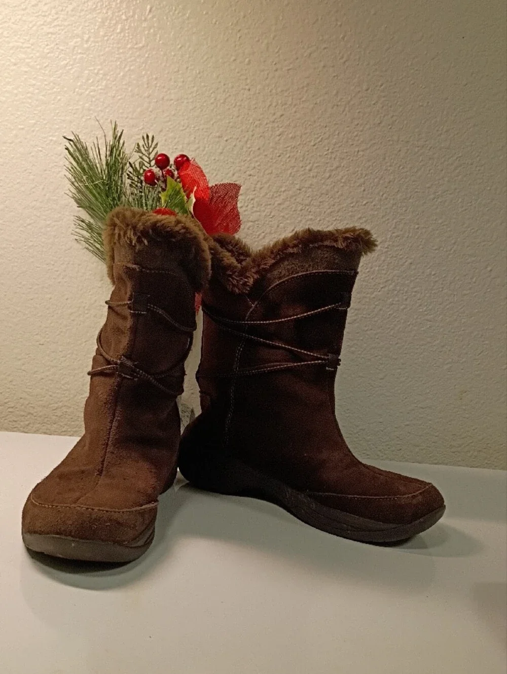 croft & barrow Brown Faux-Fur Suede Pull-On Winter Boots